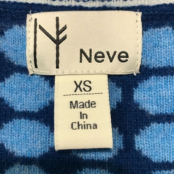 Neve Anthropologie Blue Red Polka Dot Sweater XS - Picture 3 of 5